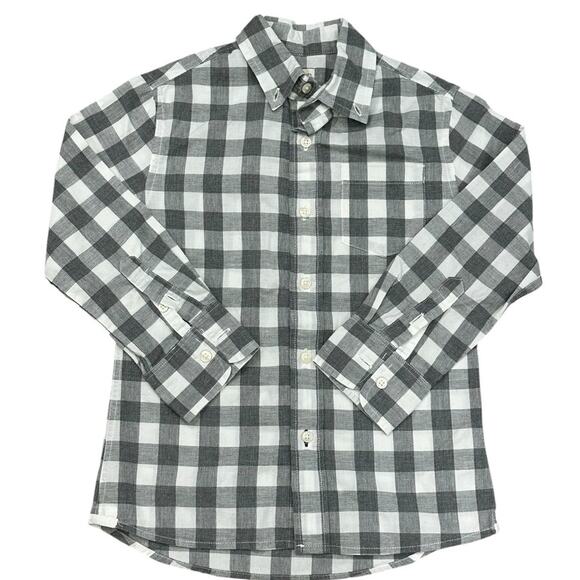 CREWCUTS Boys Gray White Button Down 4/5 - Picture 1 of 4